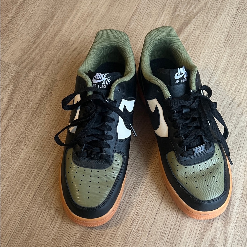 Nike Air Force 1 - Black and Olive with Gum Soles